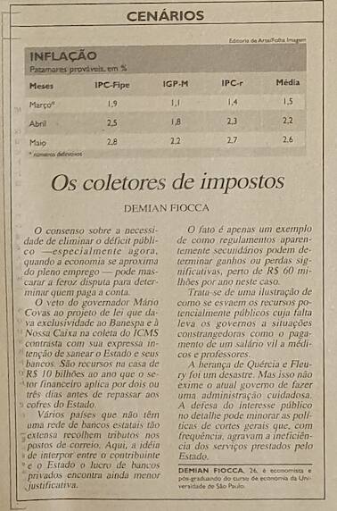 Demian Fiocca coluna Folha de São Paulo